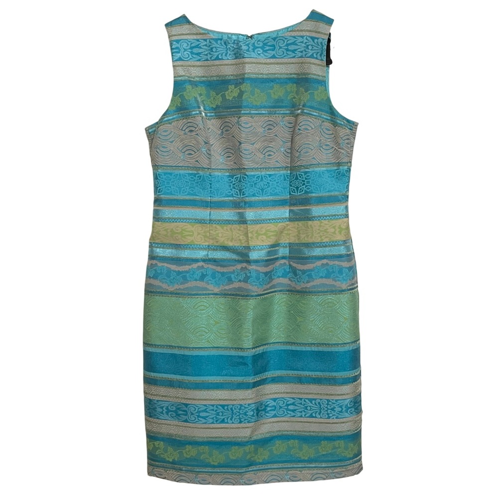 Chetta B Women’s 10 Blue Green Sheath Dress Sleeveless Knee Length Party Wedding